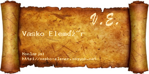 Vasko Elemér névjegykártya